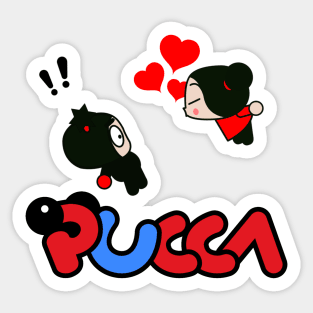 Pucca in love with Garu Sticker